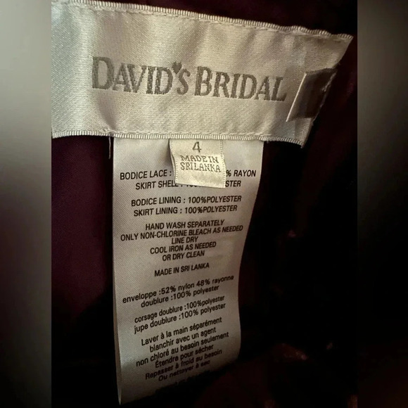 David’s Bridal body lace plum dress size 4 - Picture 12 of 16